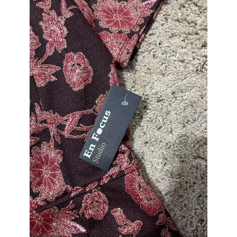 Enfocus Studio Womens Sheath Dress Black Burgundy Floral Size 8 NWT Free‎ Ship - Picture 3 of 8
